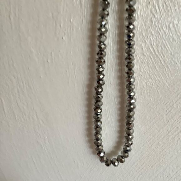 crystal SILVER FACETED BEADS WOMAN HAND MADE NECKLACE - Picture 9 of 13